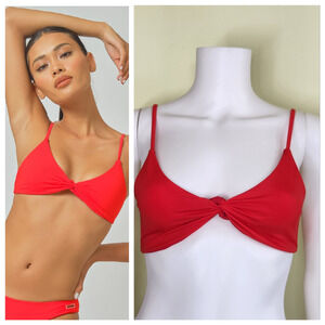 Blackbough Tona Twisted Swim Bikini Top Size Medium Red Luxe Sexy